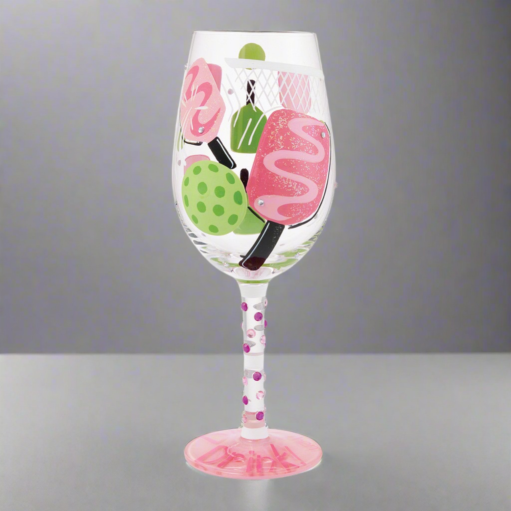 Dink then Drink Wine Glass- Lolita -Hand-Painted