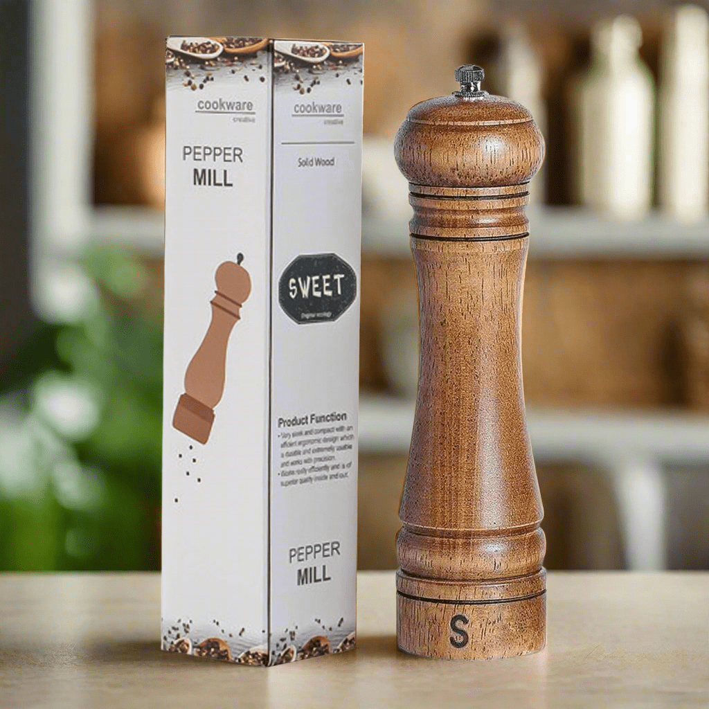 Cooking Salt and Pepper Grinder Hand Movement Wood Pepper Mill Kitchen - AroundTheWineCooler