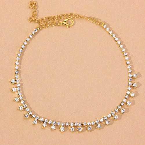 Rhinestone Water Drop Anklet Foot Jewelry for Women Silver/Gold - AroundTheWineCooler