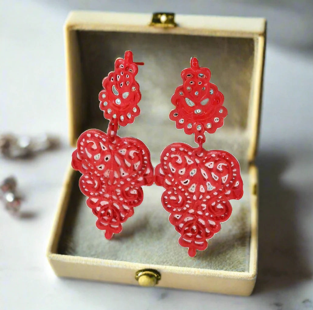 Agnes Earrings - Red - AroundTheWineCooler