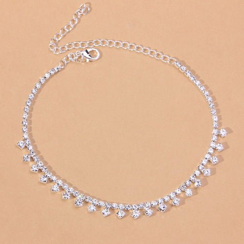 Rhinestone Water Drop Anklet Foot Jewelry for Women Silver/Gold - AroundTheWineCooler