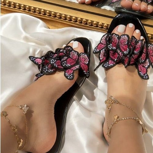 Summer Slippers Fashion Butterfly Flat Sandals for Outdoor - AroundTheWineCooler