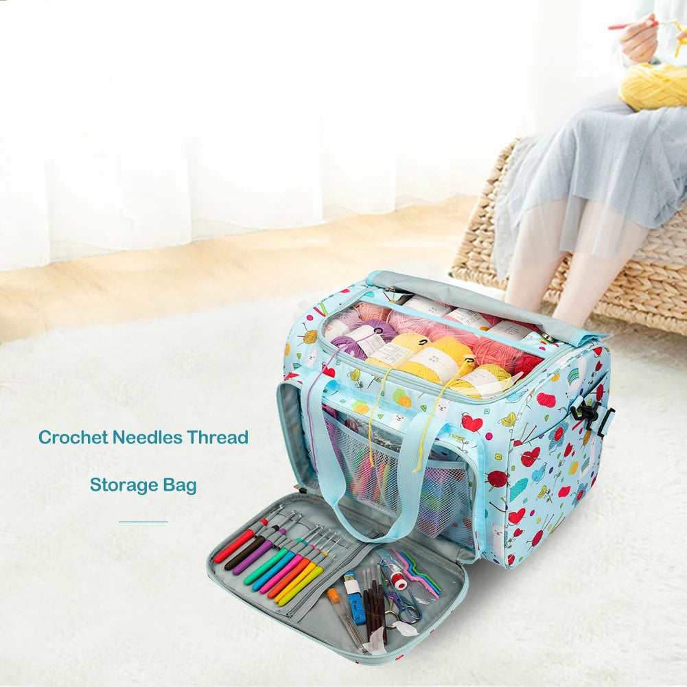 Embroidery Thread Storage Bag Large Capacity Knitting Crochet Hooks Organizer Thread Yarn Case Holder Sewing Tools Bag