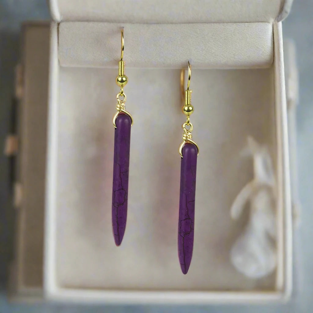 Pin - Down Earrings - Plum - AroundTheWineCooler