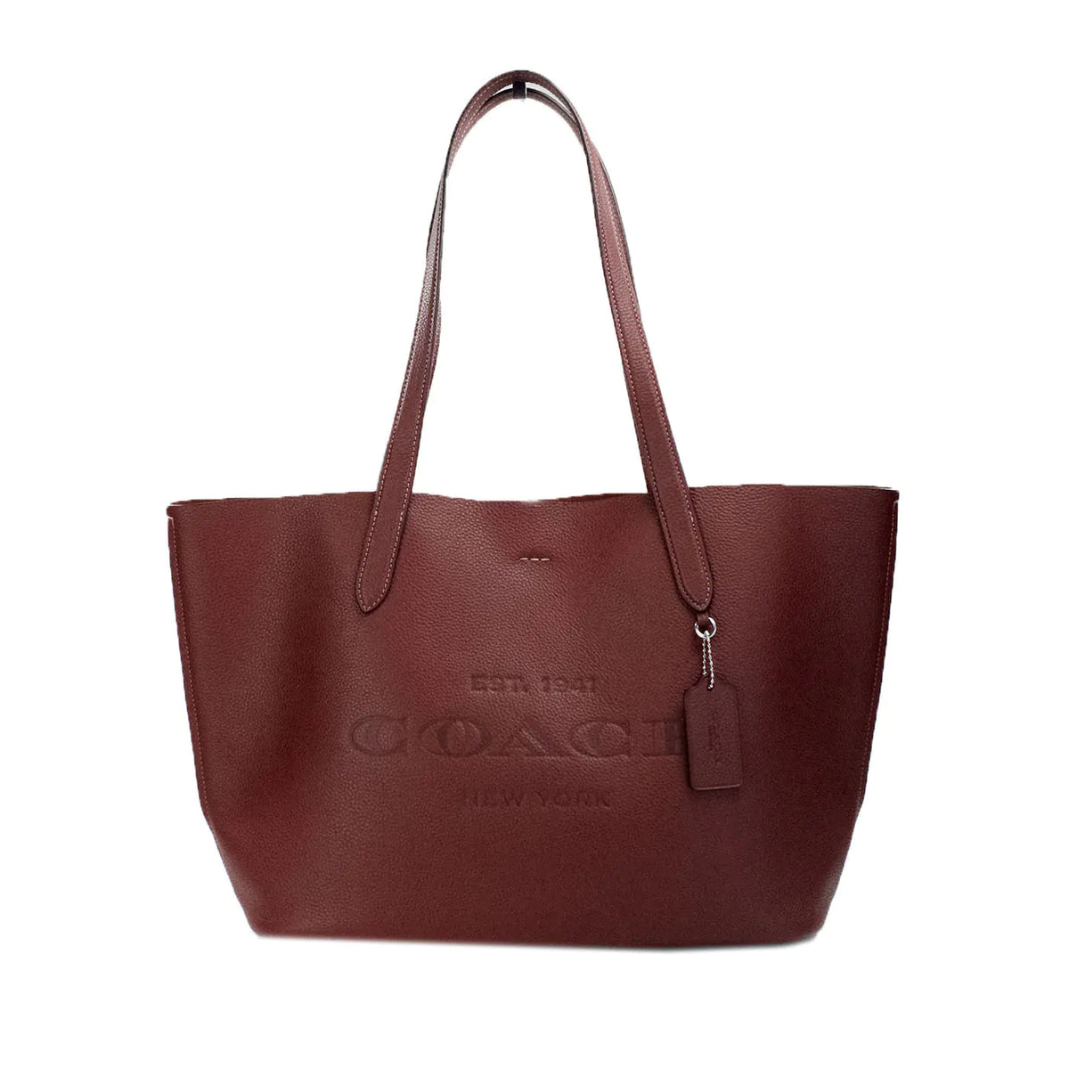 Coach Carmen Medium Wine Pebbled Leather Shoulder Tote