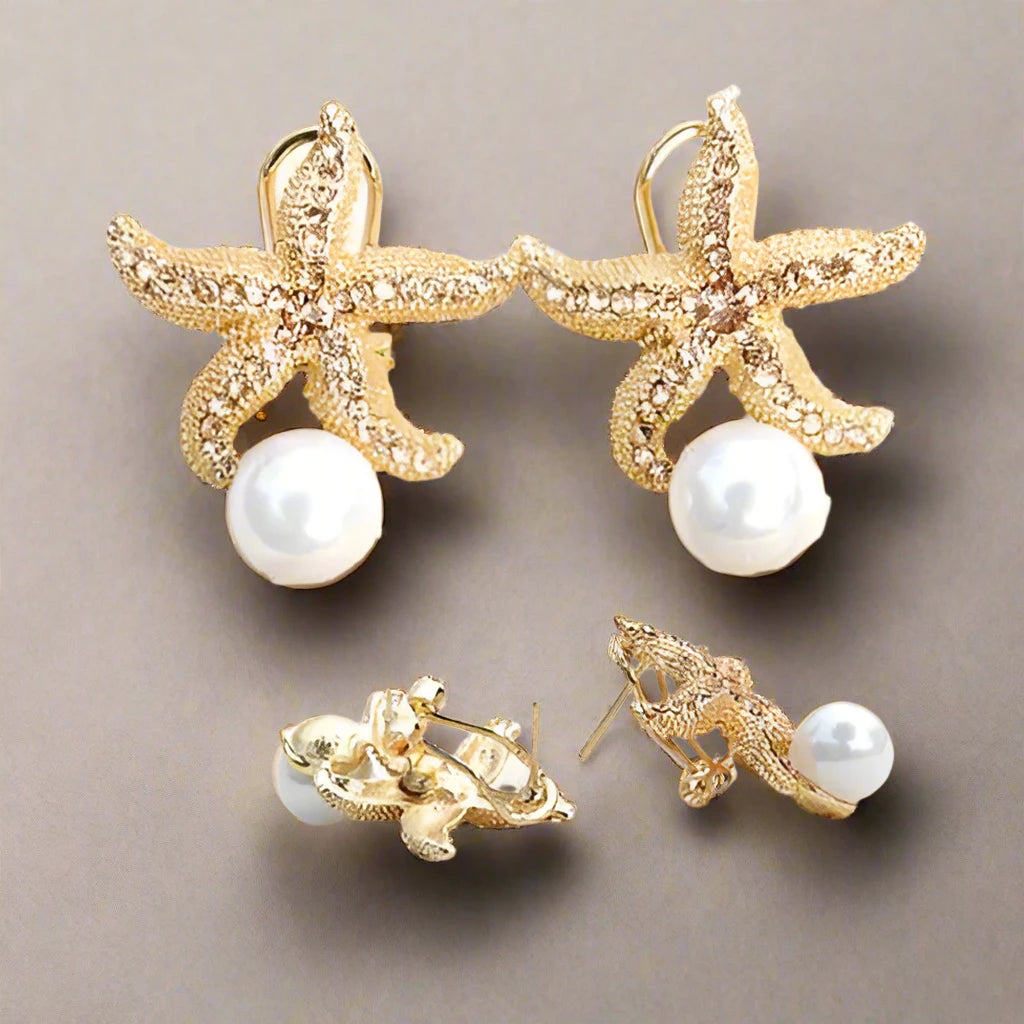Gifts from the Sea Starfish Pearl Earrings - AroundTheWineCooler