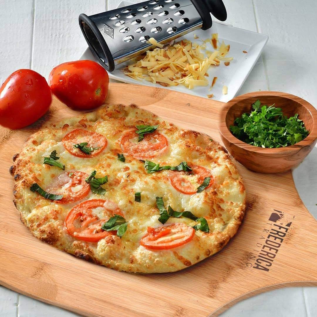Premium Natural Bamboo Pizza Peel Paddle and Cutting Board (For Pizza, - AroundTheWineCooler