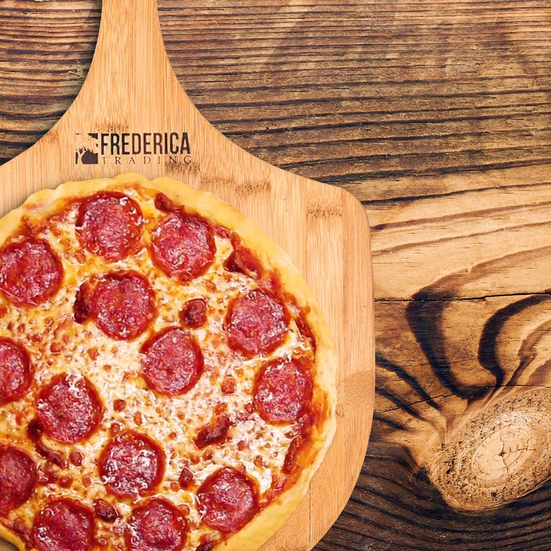 Premium Natural Bamboo Pizza Peel Paddle and Cutting Board (For Pizza, - AroundTheWineCooler
