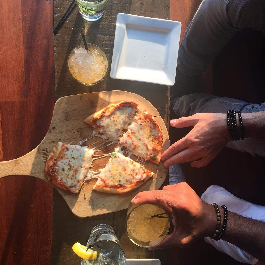 Premium Natural Bamboo Pizza Peel Paddle and Cutting Board (For Pizza, - AroundTheWineCooler