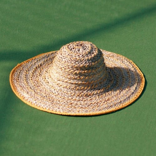 Balinese Pecatu Wide Round Straw Hat In Butter Yellow - AroundTheWineCooler