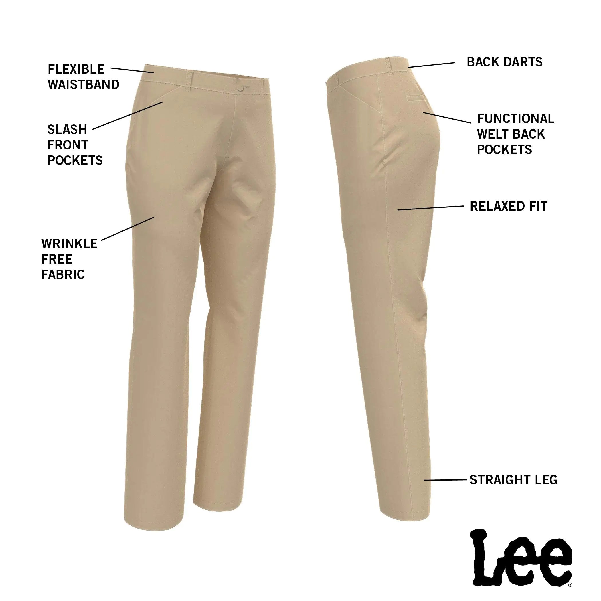 Lee womens Wrinkle Free Relaxed Fit Straight Leg Pant 10 Flax