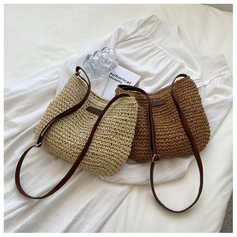 Casual Summer Shoulder Straw Bag - AroundTheWineCooler