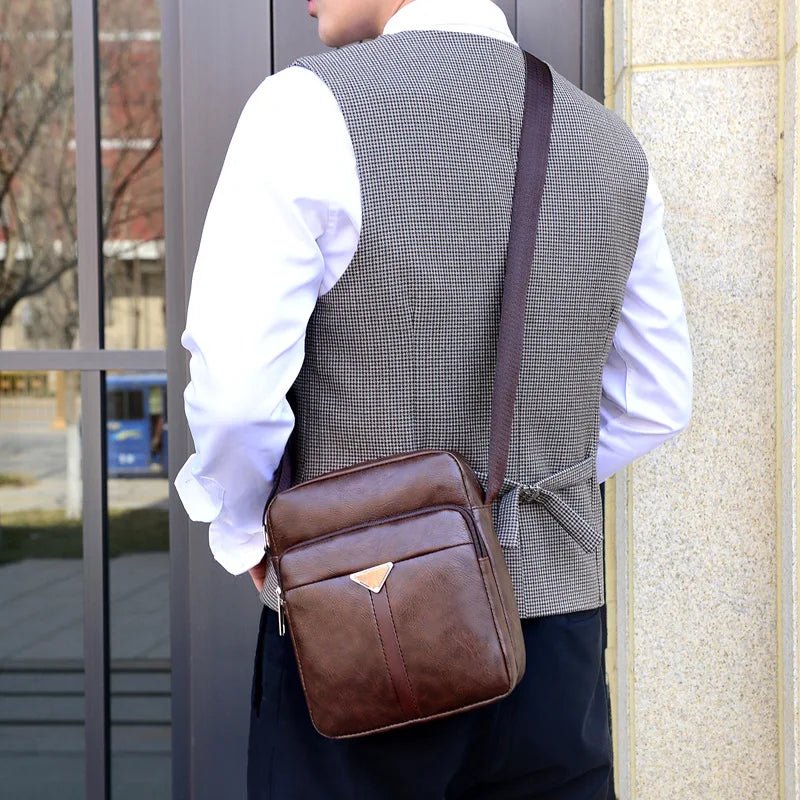 Luxury Brand Vintage Men Bag Fashion PU Leather Shoulder Bag Business Messenger Crossbody Bag Large Capacity Male Casual Handbag - AroundTheWineCooler