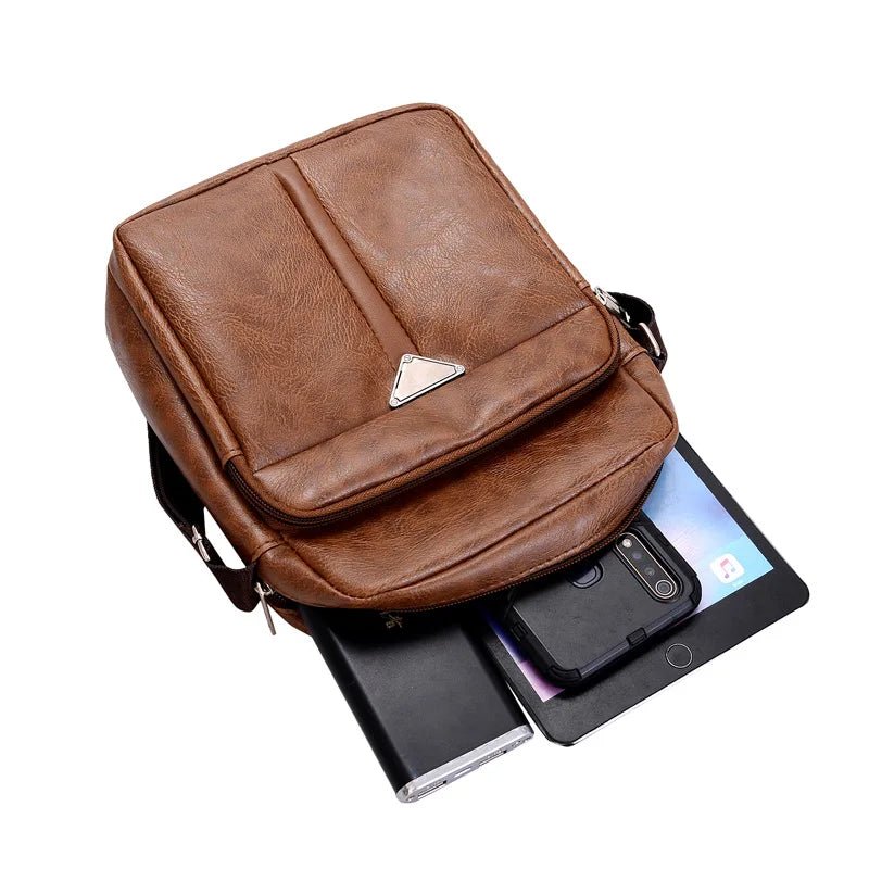 Luxury Brand Vintage Men Bag Fashion PU Leather Shoulder Bag Business Messenger Crossbody Bag Large Capacity Male Casual Handbag - AroundTheWineCooler