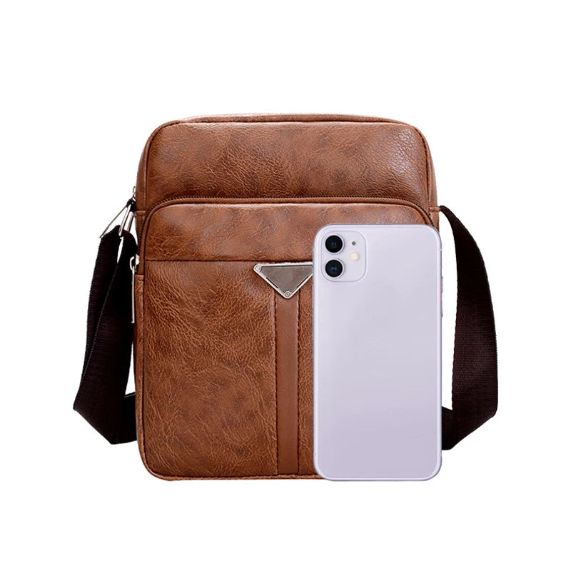 Luxury Brand Vintage Men Bag Fashion PU Leather Shoulder Bag Business Messenger Crossbody Bag Large Capacity Male Casual Handbag