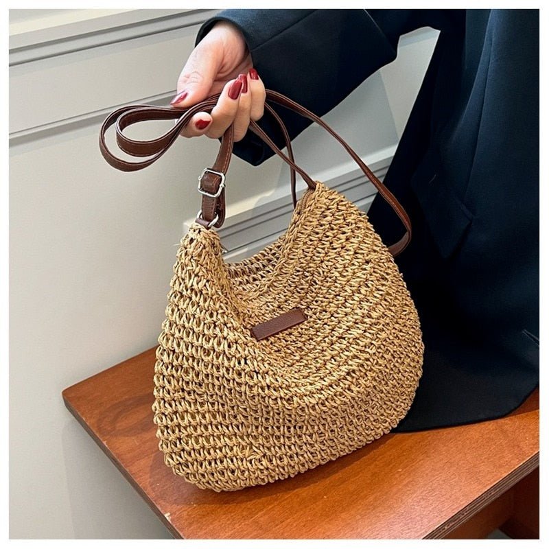 Casual Summer Shoulder Straw Bag - AroundTheWineCooler