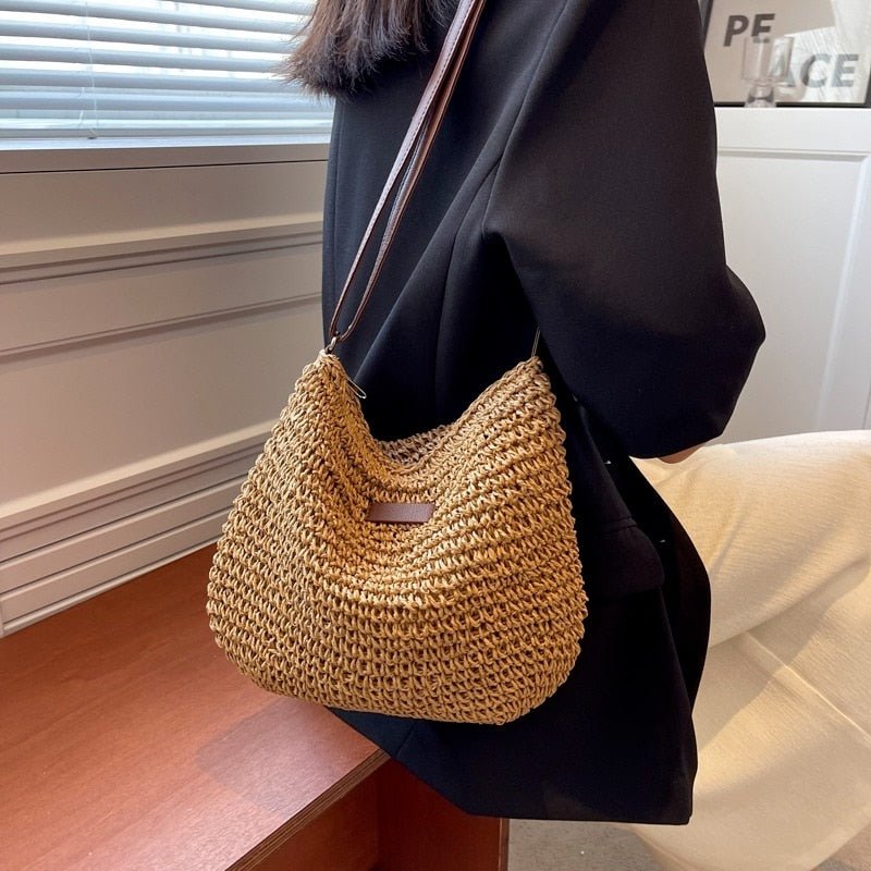 Casual Summer Shoulder Straw Bag - AroundTheWineCooler