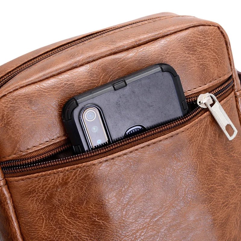 Luxury Brand Vintage Men Bag Fashion PU Leather Shoulder Bag Business Messenger Crossbody Bag Large Capacity Male Casual Handbag - AroundTheWineCooler