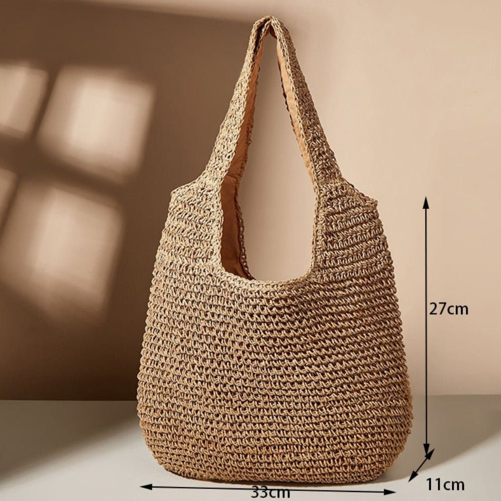 Summer Shoulder Straw Tote - AroundTheWineCooler