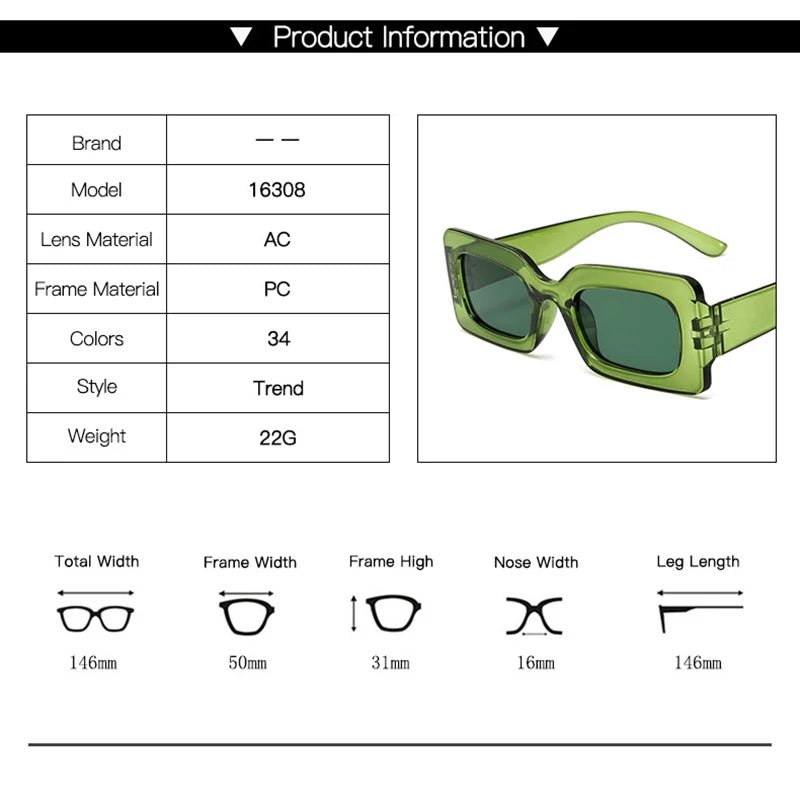 New Vintage Rectangle Sunglasses - AroundTheWineCooler