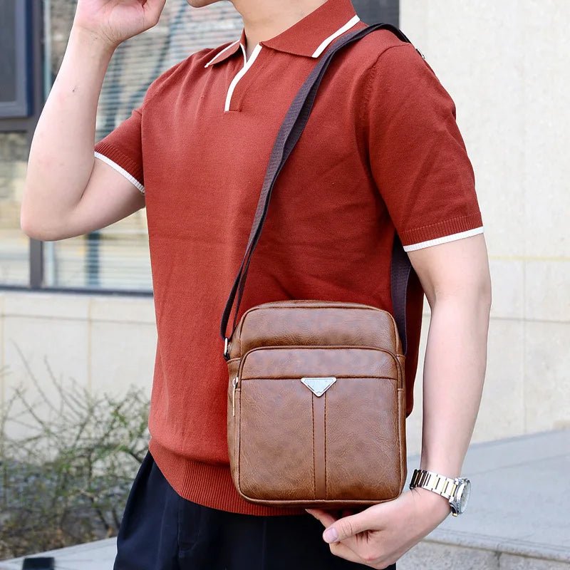 Luxury Brand Vintage Men Bag Fashion PU Leather Shoulder Bag Business Messenger Crossbody Bag Large Capacity Male Casual Handbag - AroundTheWineCooler