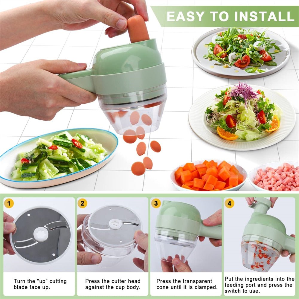 Portable Handheld 4 in 1 Electric Vegetable Slicer - AroundTheWineCooler