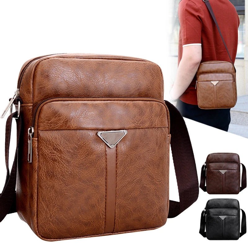 Luxury Brand Vintage Men Bag Fashion PU Leather Shoulder Bag Business Messenger Crossbody Bag Large Capacity Male Casual Handbag - AroundTheWineCooler