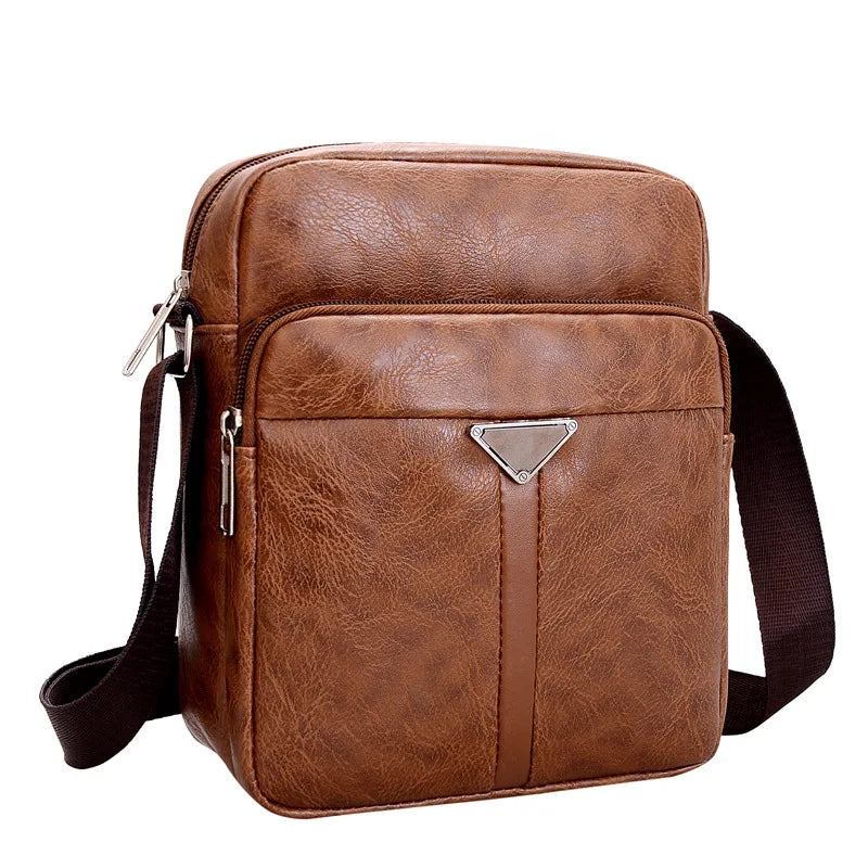 Luxury Brand Vintage Men Bag Fashion PU Leather Shoulder Bag Business Messenger Crossbody Bag Large Capacity Male Casual Handbag