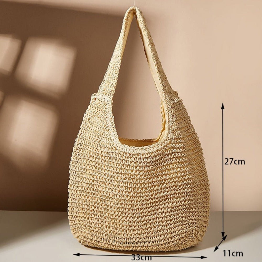 Summer Shoulder Straw Tote - AroundTheWineCooler