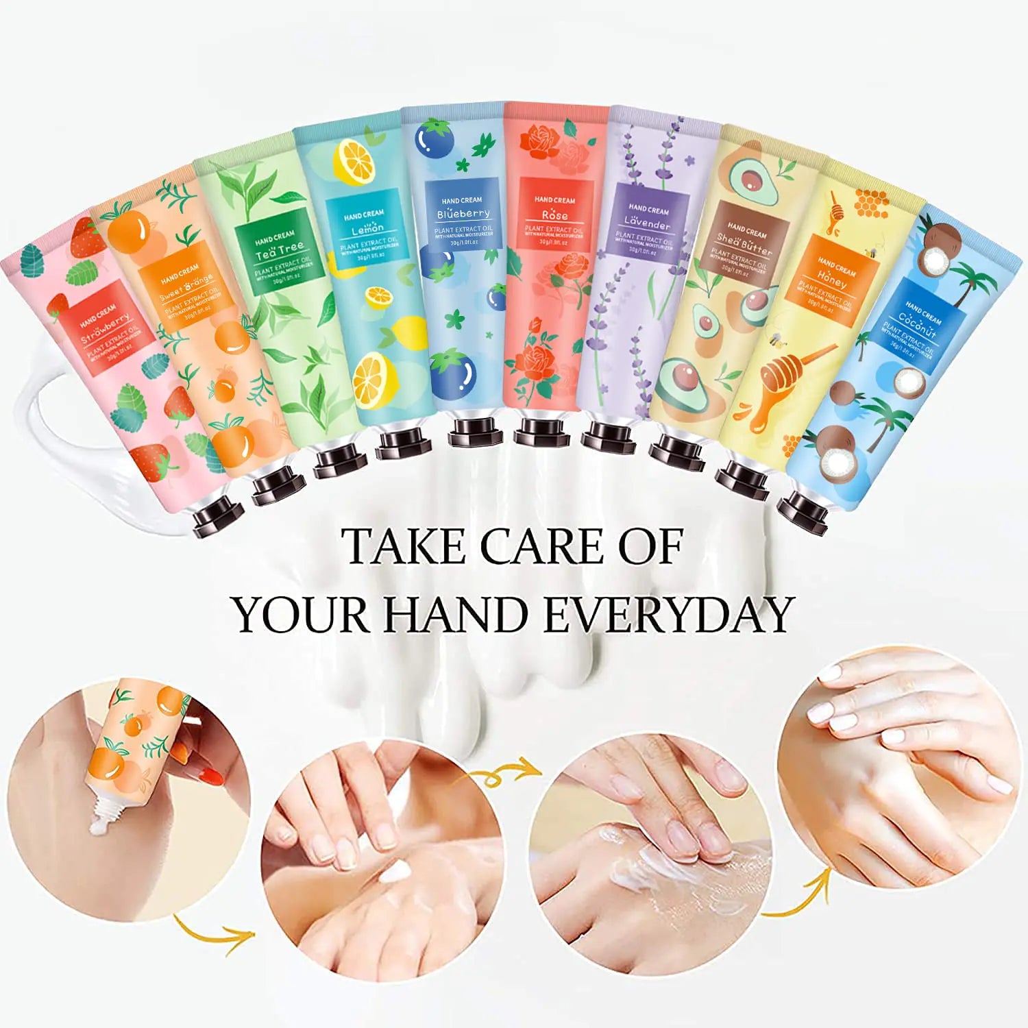 10 Pack Hand Cream for Dry Cracked Hands, Birthday Gifts for Women,Bridesmaid Gifts, Thank You Gifts,Teacher Appreciation Gifts, Natural Plant Fragrance Mini Hand Lotion Moisturizing Hand Care Cream