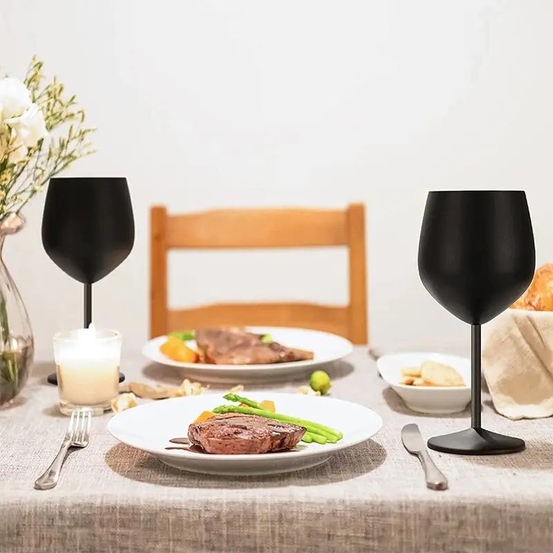 Stainless Steel Wine Glasses with Black Plating - AroundTheWineCooler