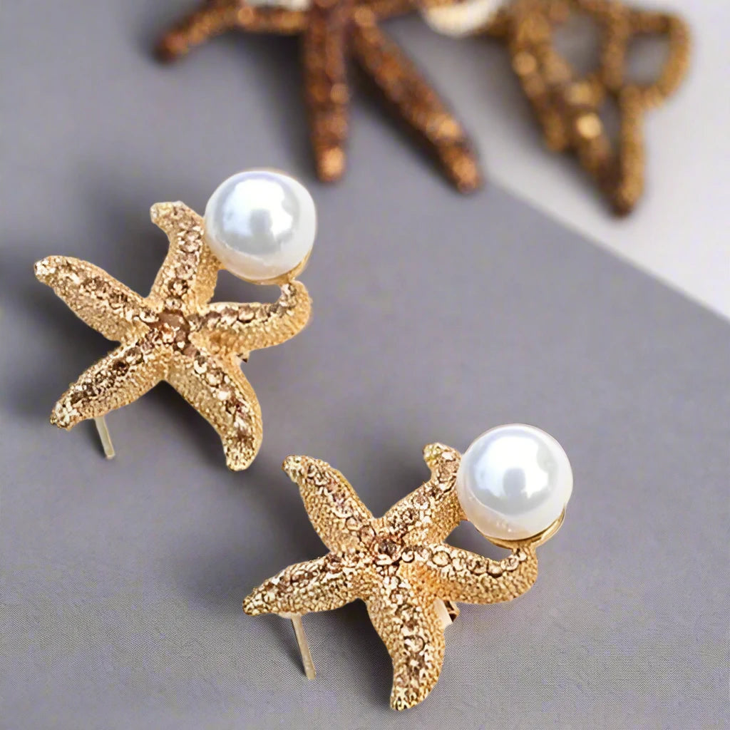 Gifts from the Sea Starfish Pearl Earrings - AroundTheWineCooler