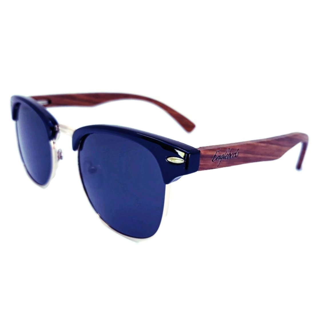 Real Walnut Wood Club Style Sunglasses, Polarized Lenses - AroundTheWineCooler