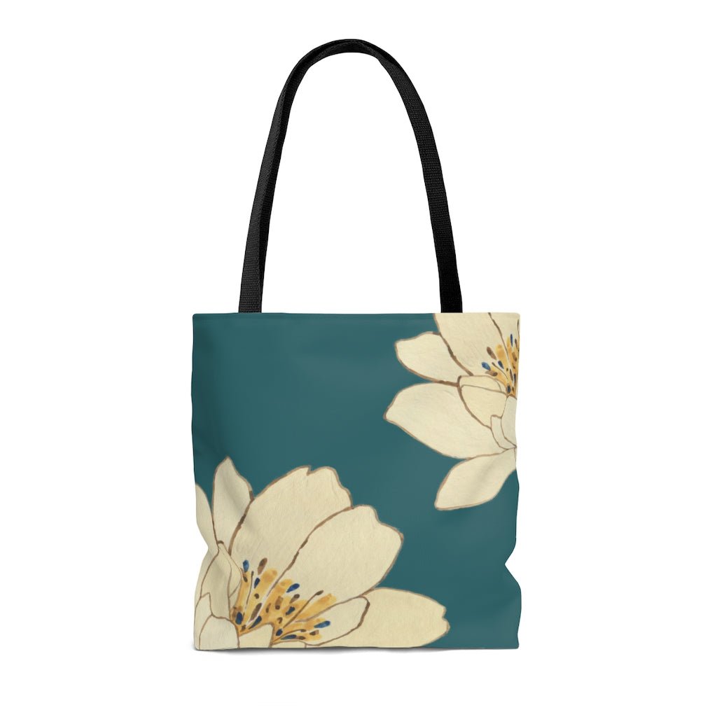 Green Floral Beach Shopper Tote Bag Medium - AroundTheWineCooler