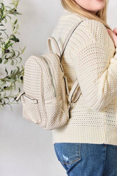 SHOMICO PU Leather Woven Backpack - AroundTheWineCooler