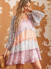 Color Matching Floral Dress Women's Pullover - AroundTheWineCooler