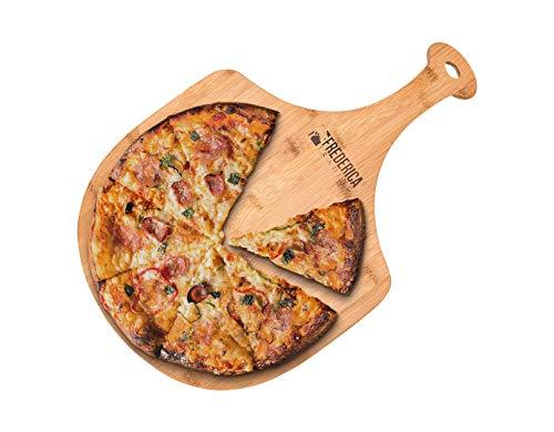 Premium Natural Bamboo Pizza Peel Paddle and Cutting Board (For Pizza, - AroundTheWineCooler