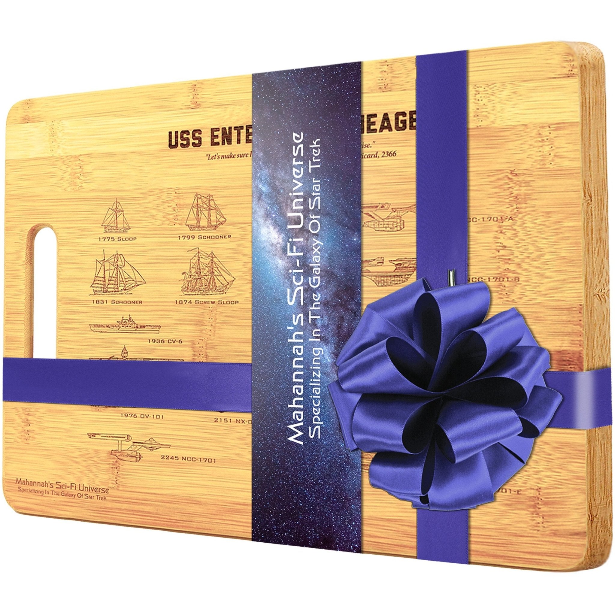 Bamboo USS Enterprise NCC - 1701 Lineage Laser Engraved Decorative - AroundTheWineCooler