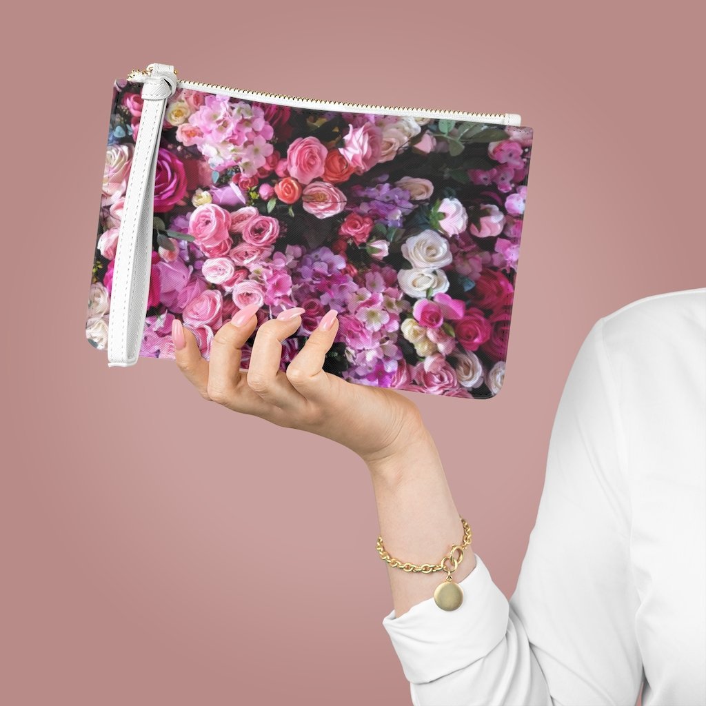 Floral Bouquet Designed Zipped Clutch Bag - AroundTheWineCooler