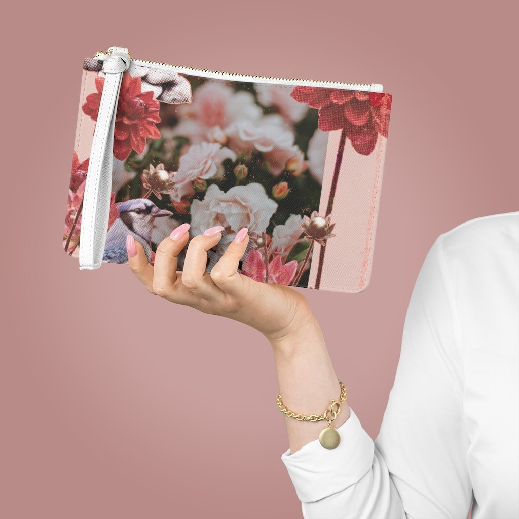 Floral Grunge Design Zipped Clutch Bag - AroundTheWineCooler