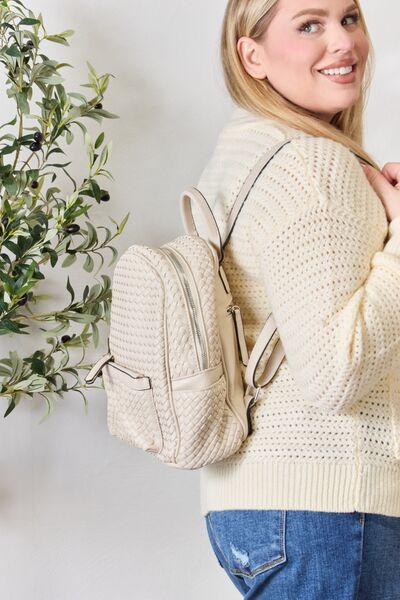 SHOMICO PU Leather Woven Backpack - AroundTheWineCooler