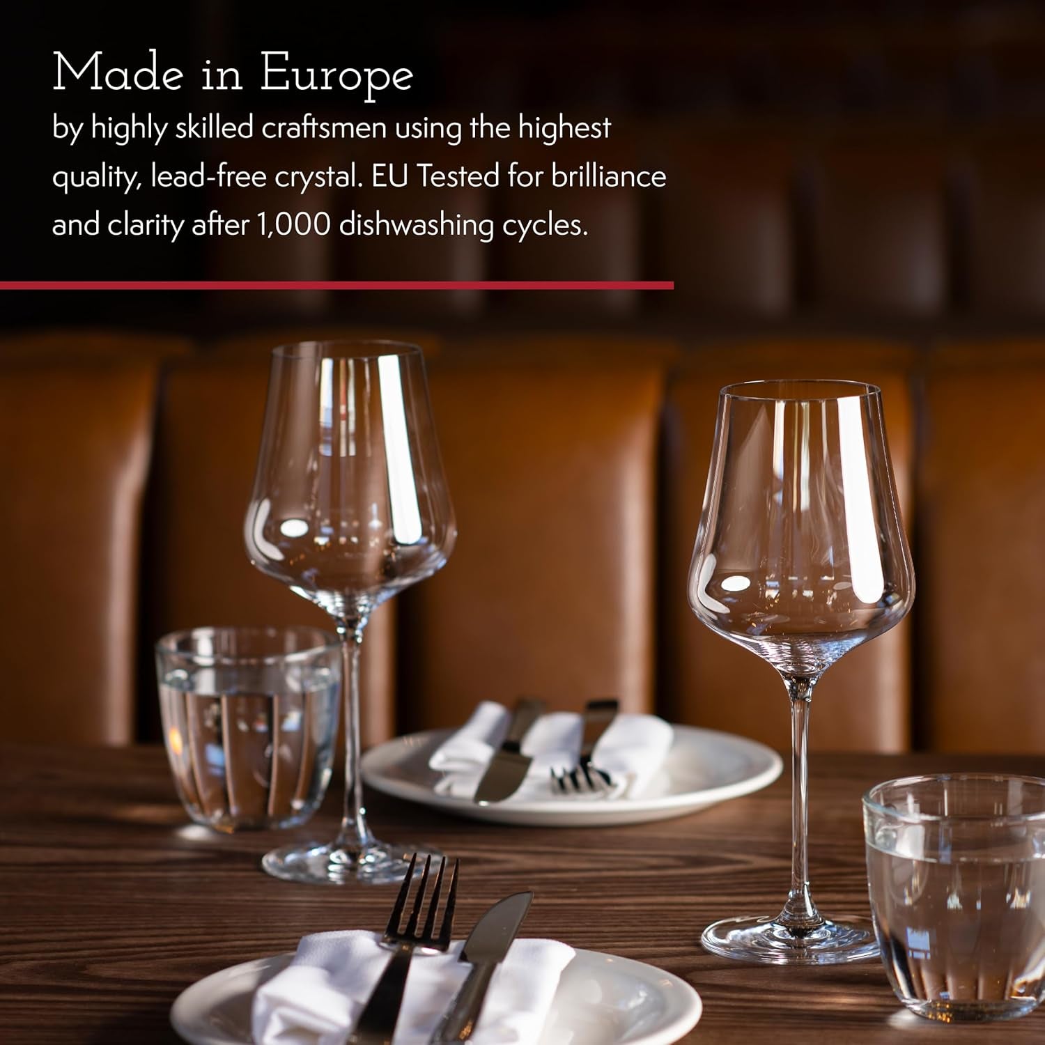 Standart Crystal Wine Glasses, Set of 2 with Gift Box - Premium, Universal Wine Glass for Red and White Wine - Dishwasher Safe, Lead - Free, 16 Oz. - AroundTheWineCooler