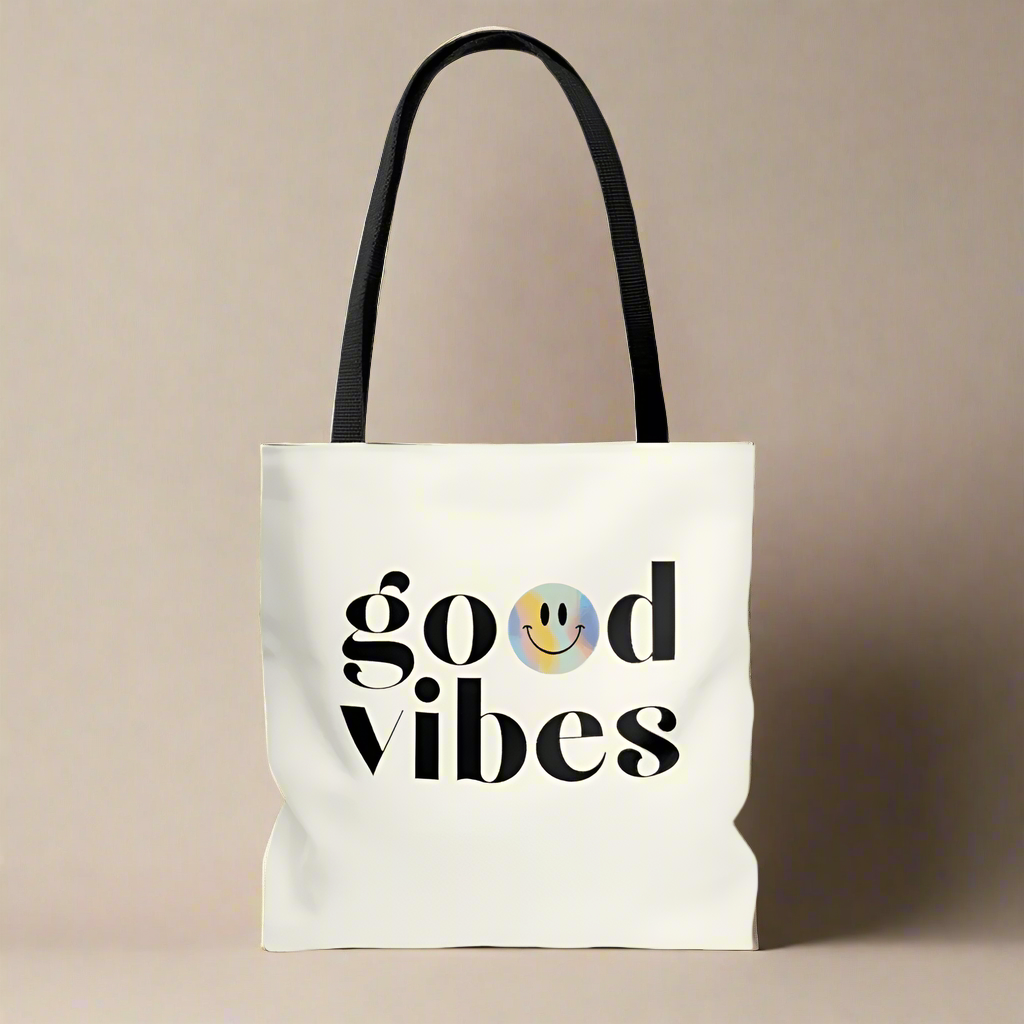 Good Vibes Beach Shopper Tote Bag Medium - AroundTheWineCooler