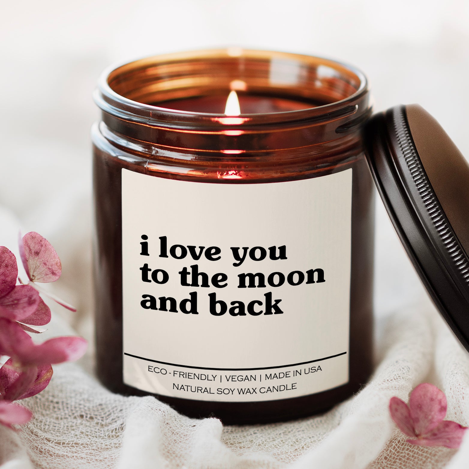 I Love You To The Moon And Back Candle - AroundTheWineCooler