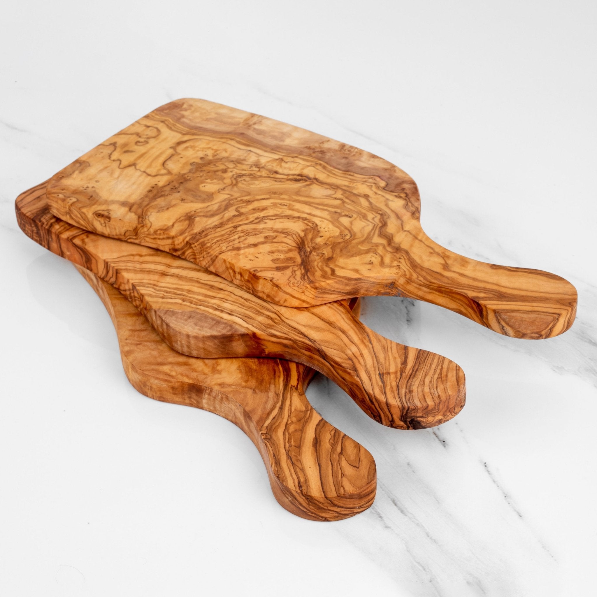 Handmade Olive Wood Rectangular Cutting Board with Handle - AroundTheWineCooler