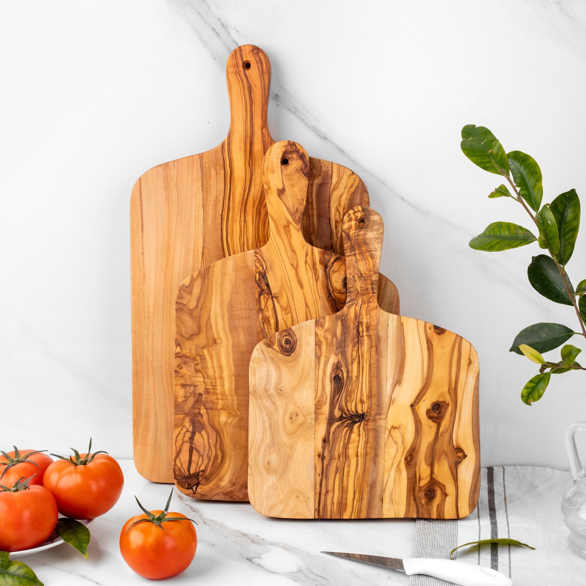 Handcrafted Olive Wood Rectangle Cutting Board with Handle - AroundTheWineCooler
