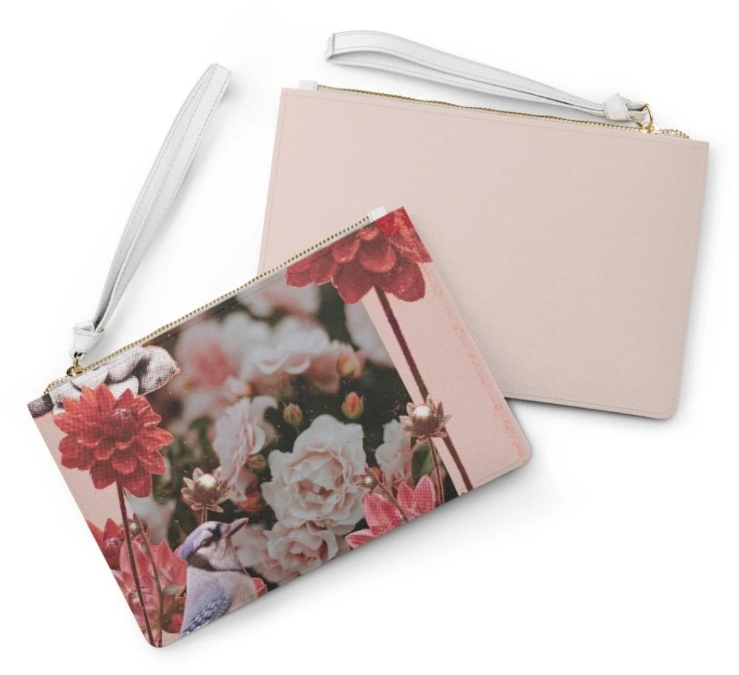 Floral Grunge Design Zipped Clutch Bag - AroundTheWineCooler