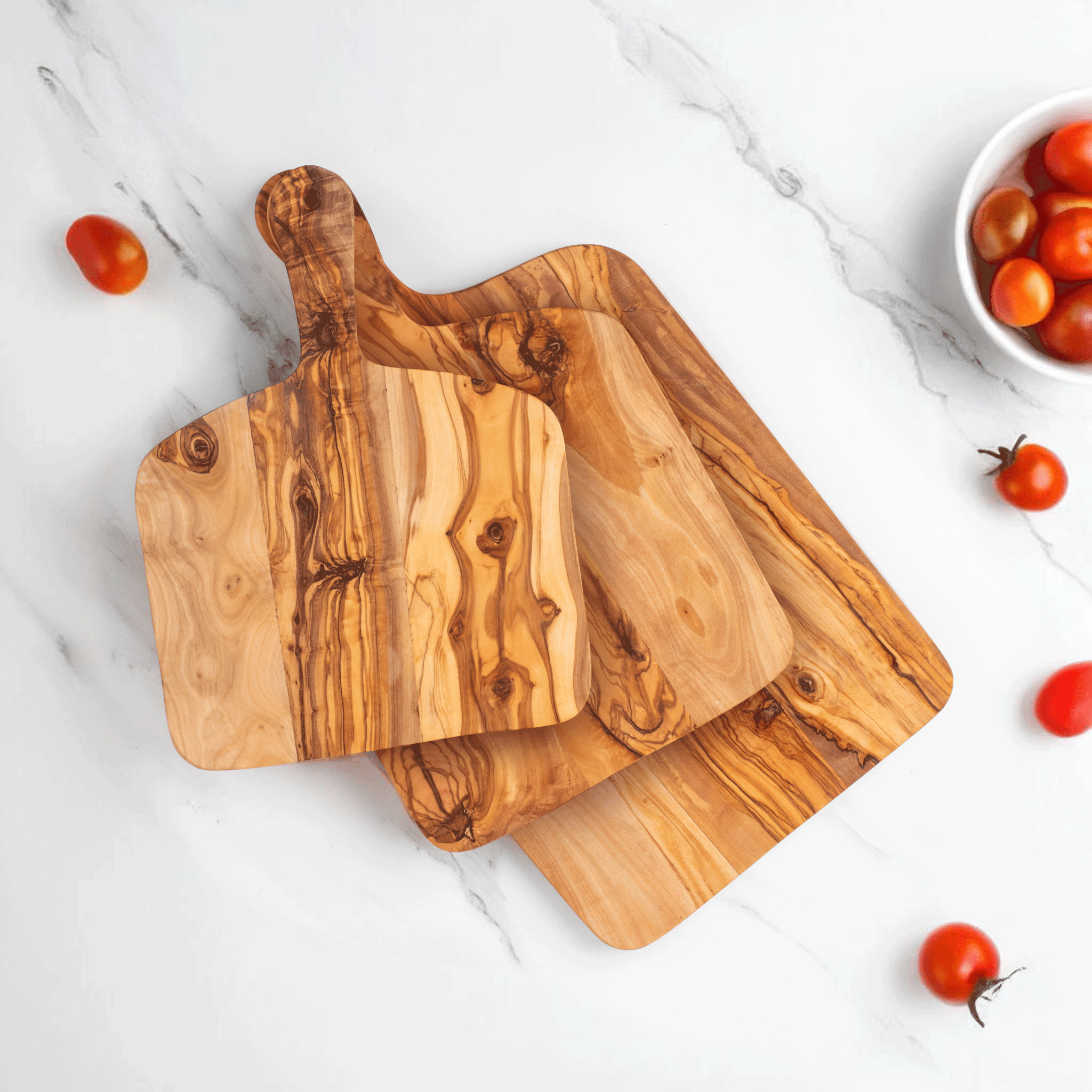 Handcrafted Olive Wood Rectangle Cutting Board with Handle - AroundTheWineCooler