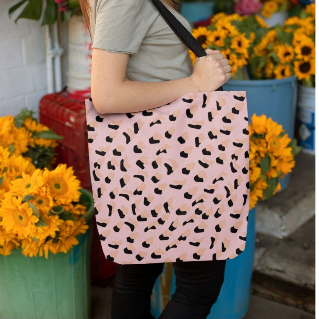 Pink Leopard Print Shopper Tote Bag Medium - AroundTheWineCooler