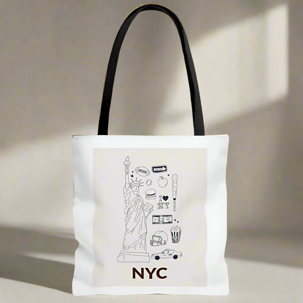 Symbols of NYC Everyday Tote Bag Medium - AroundTheWineCooler
